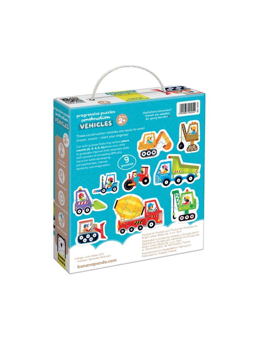 Banana Panda 2x Puzzle Progressivo Veículos + 2 Anos