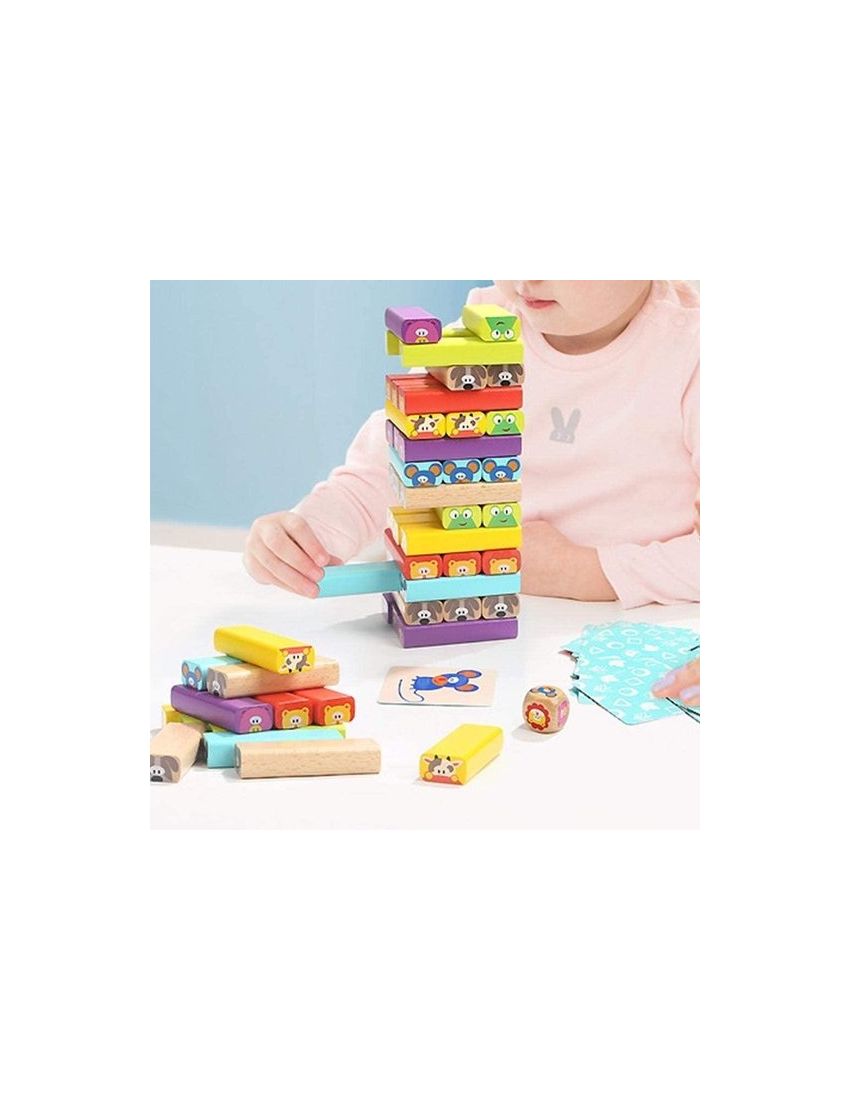 TopBright Torre de Madeira Jenga Animais