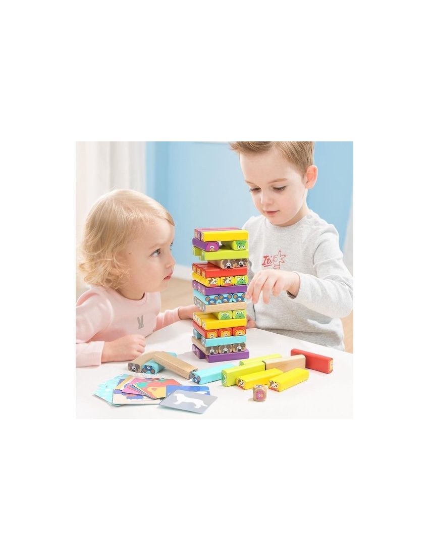 TopBright Torre de Madeira Jenga Animais