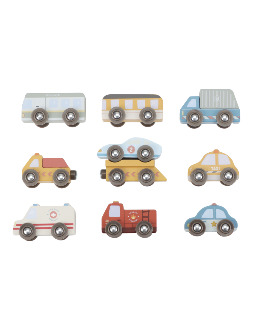 Conjunto de veículos de madeira